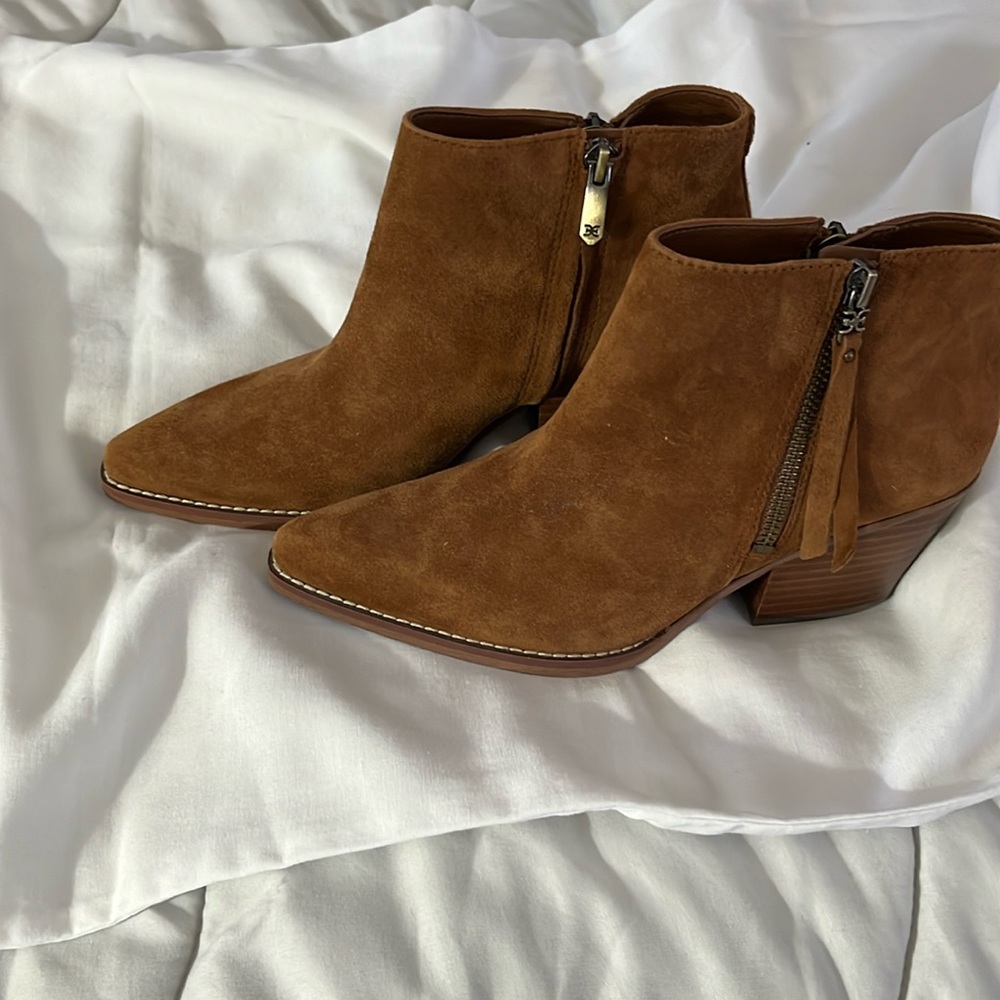 Sam Edelman cognac suede ankle boots. Size 6. Worn once.